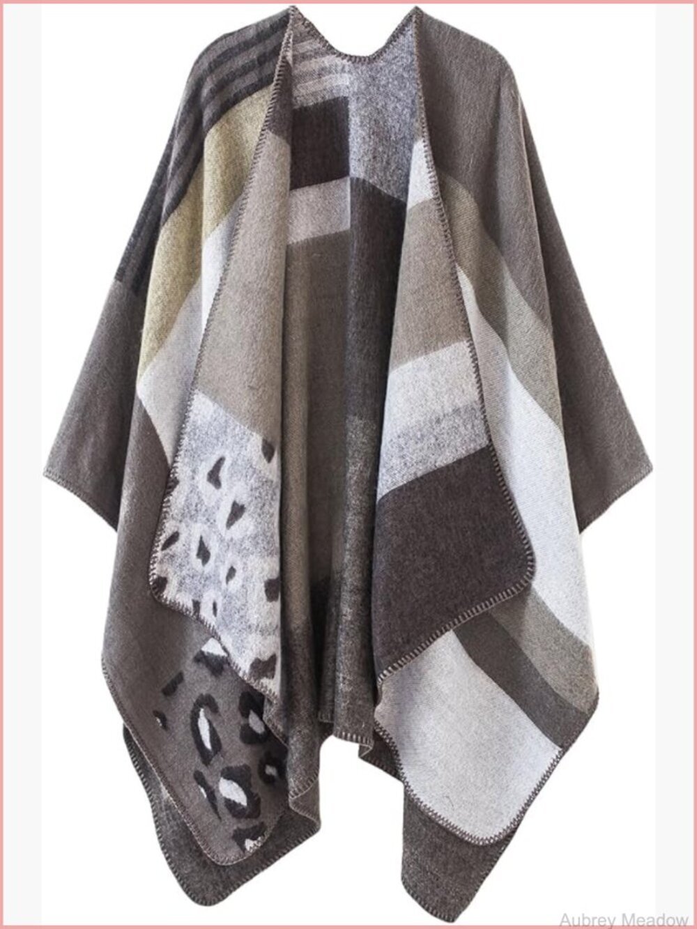 Retro Shawl Wrap Open Front Poncho Cape Cardigan - Oversized Cozy Blanket Scarf